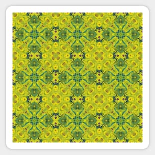 Pea Green and Dark Green Cross Shaped Pattern - WelshDesignsTP004 Sticker